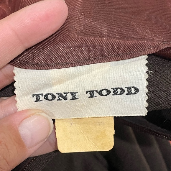 Vintage Toni Todd Dark Brown Long Sleeve Faux Fur Tie Waist 1970s Dress Size 14 - Picture 9 of 13